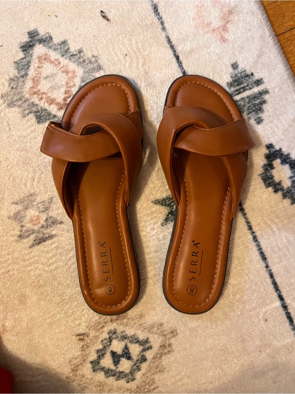 Serra Tan Knot-Front Slide Sandals
